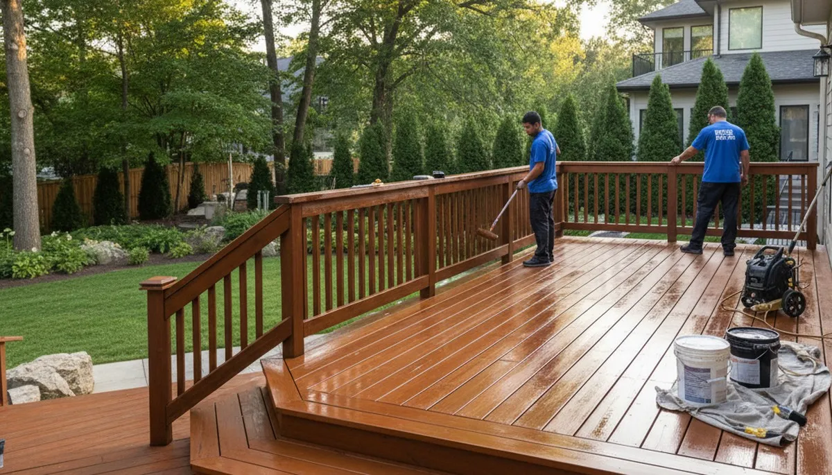 Professional deck staining in San Antonio, TX protects wood from UV, humidity, and storms