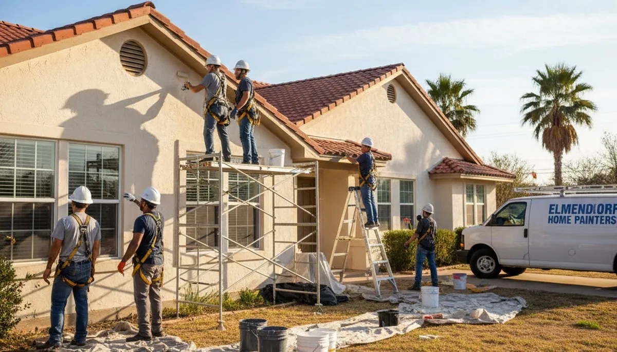 San Antonio, TX painting contractors painting a home exterior with professional residential service